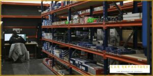 Car Refactory's well-stocked parts inventory system supporting efficient vehicle refurbishment operations